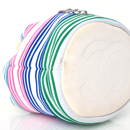 Chanel Mixed Fibers Lambskin Venise Biarritz Drawstring Bucket Bag Multicolor White 9 of 14