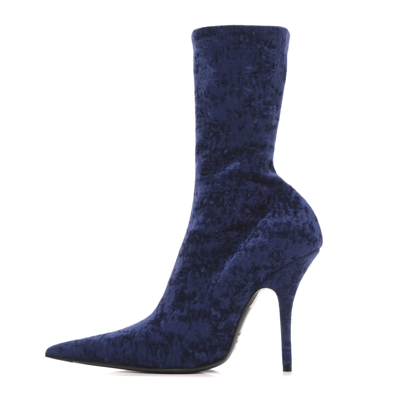 Balenciaga Velvet Extreme Pointed Toe Knife Booties 39 Navy 1 of 8