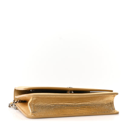 Chanel Calfskin Lizard Embossed Wallet On Chain WOC Gold 3 of 11