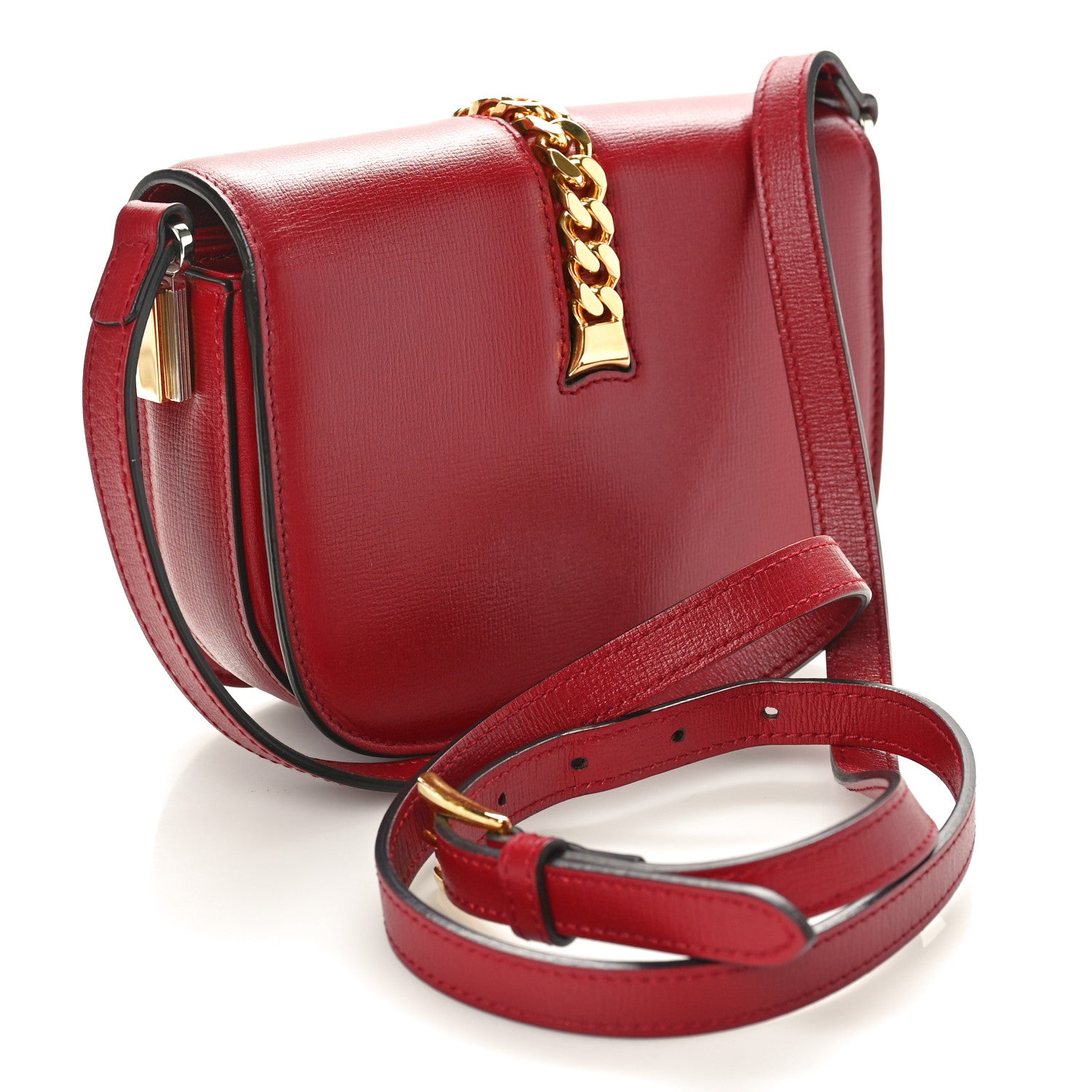 Gucci Azalea Calfskin Mini Sylvie 1969 Flap Messenger Bag New Cherry Red 3 of 12
