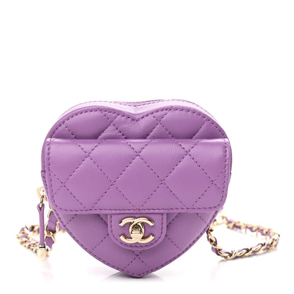 Chanel Lambskin Quilted CC In Love Heart Waist Belt Bag With Chain Purple 1 of 11
