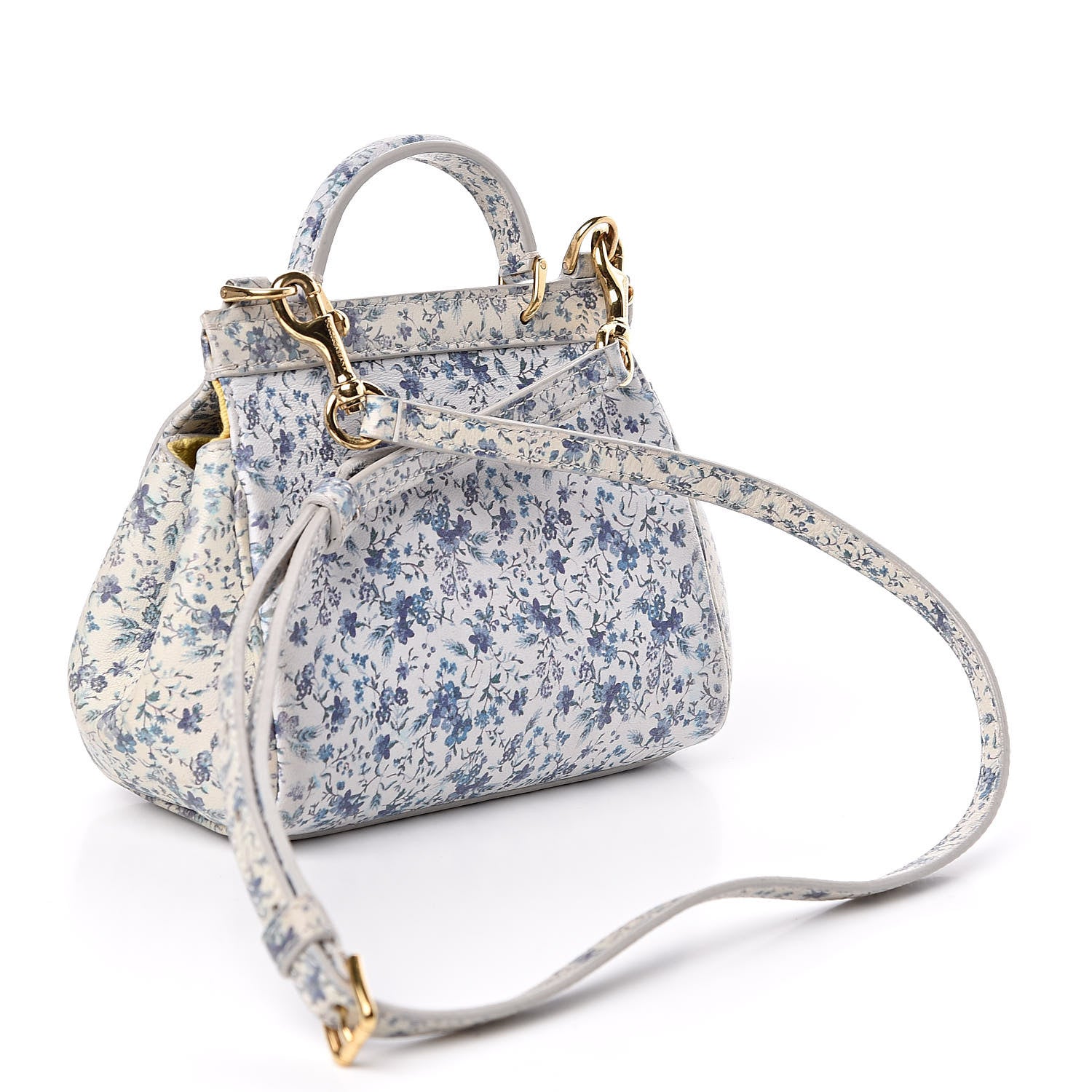 Dolce & Gabbana Dauphine Floral Print Micro Miss Sicily Satchel Blue White 3 of 10