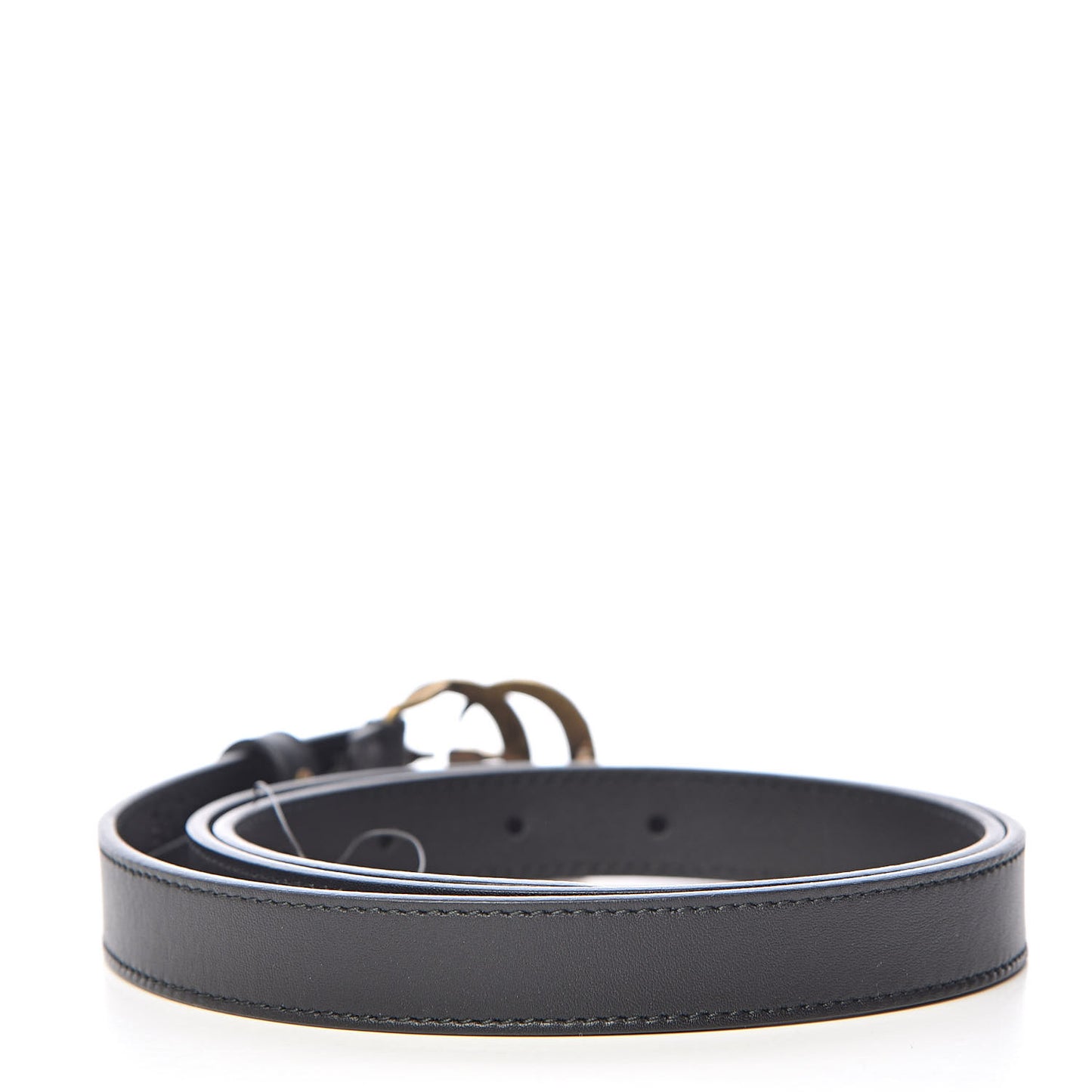 Calfskin Pearl Double G 20mm Belt 90 36 Black Cream