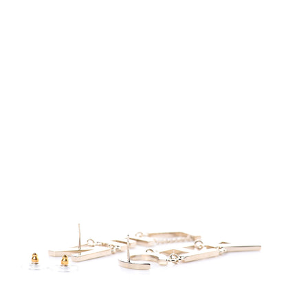 Chanel Metal Cha-Nel Logo Drop Earrings Gold 3 of 4