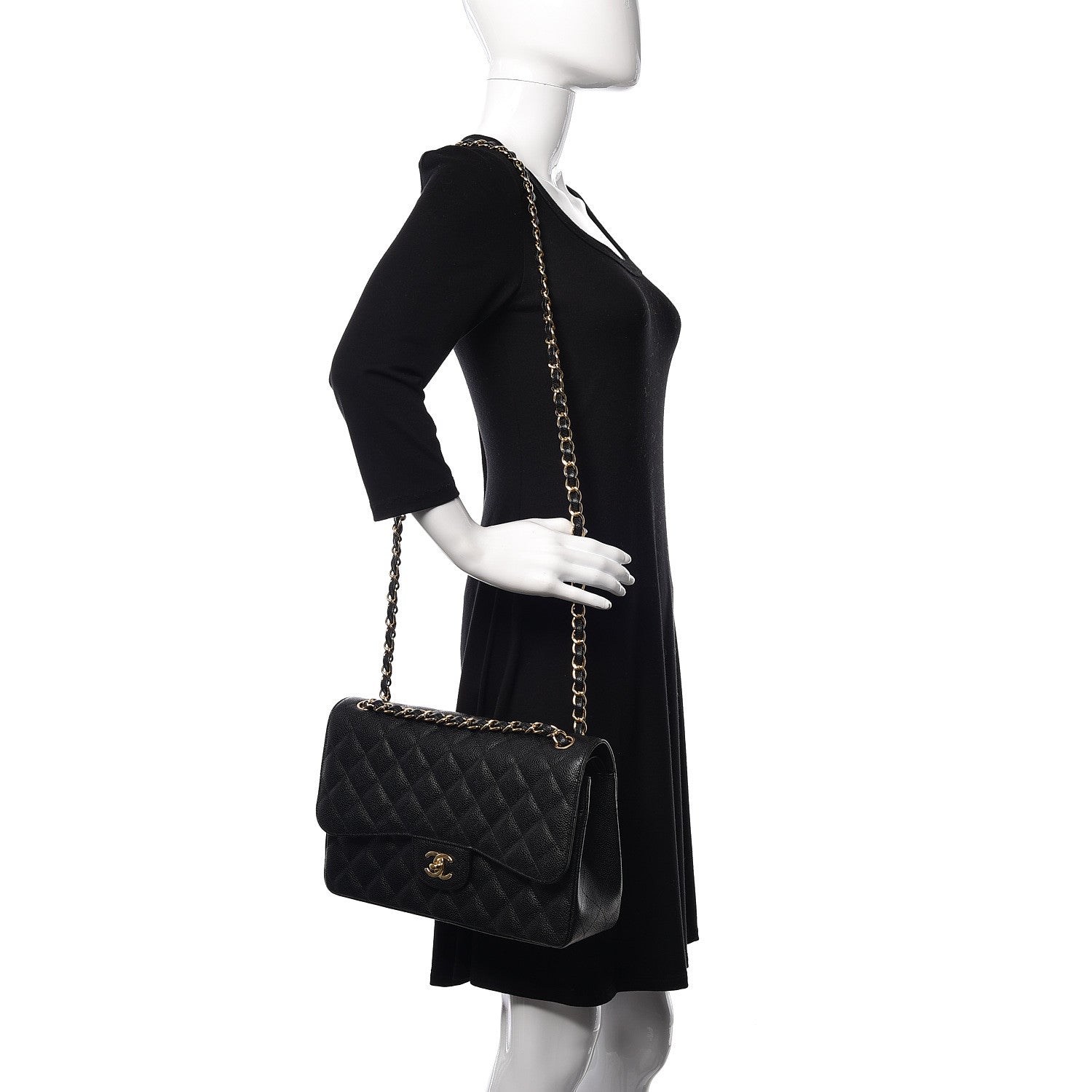 Chanel Caviar Quilted Jumbo Double Flap Black 2 of 11