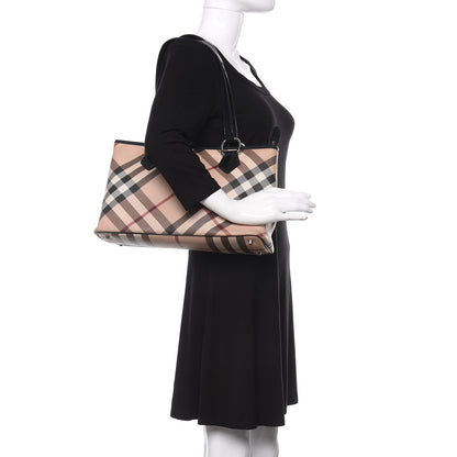 Burberry Patent Trim Nova Check Shopper Tote Black 2 of 9