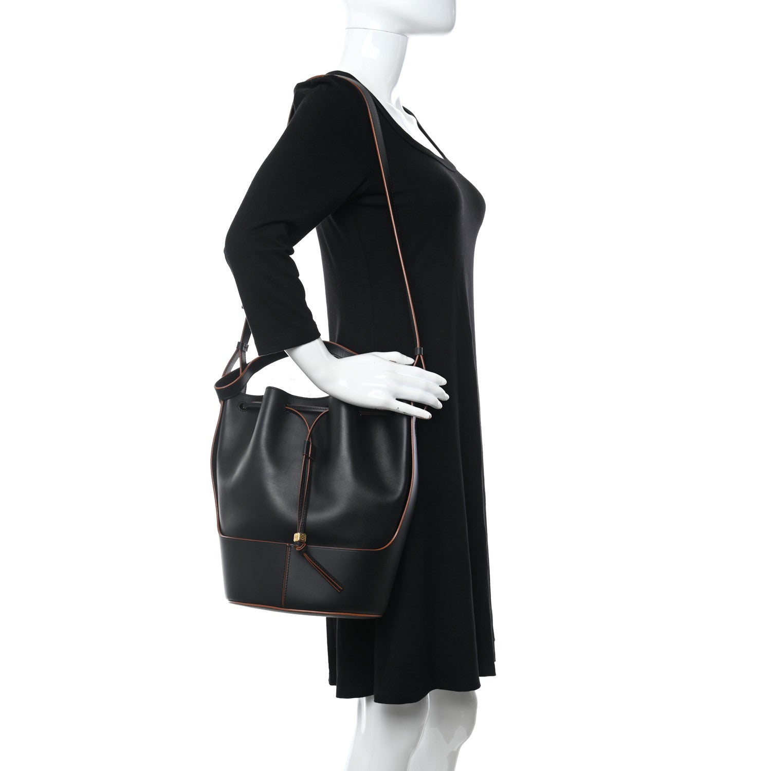 Loewe Calfskin Balloon Medium Bucket Bag Black Tan 2 of 10