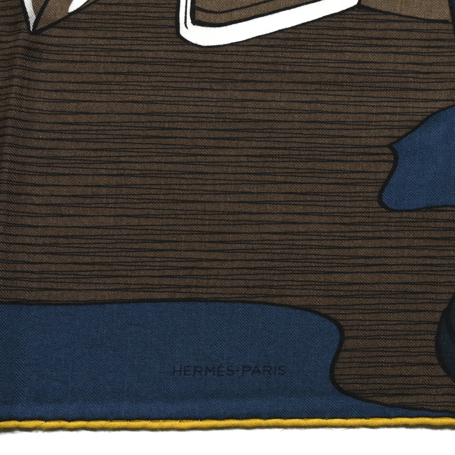 Hermes Silk Cashmere Mysterious Rider Shawl 140 2 of 3