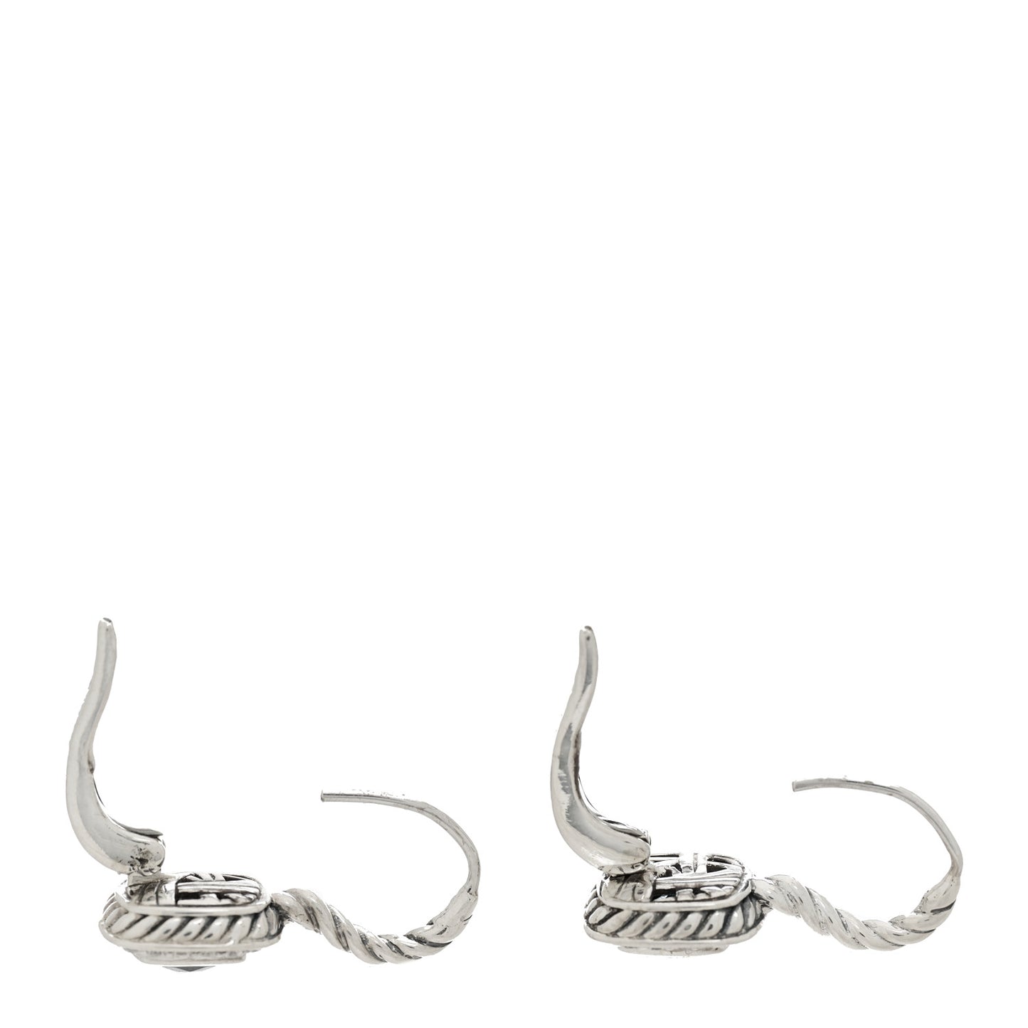 Sterling Silver Diamond Blue Topaz 5mm Petite Albion Drop Earrings