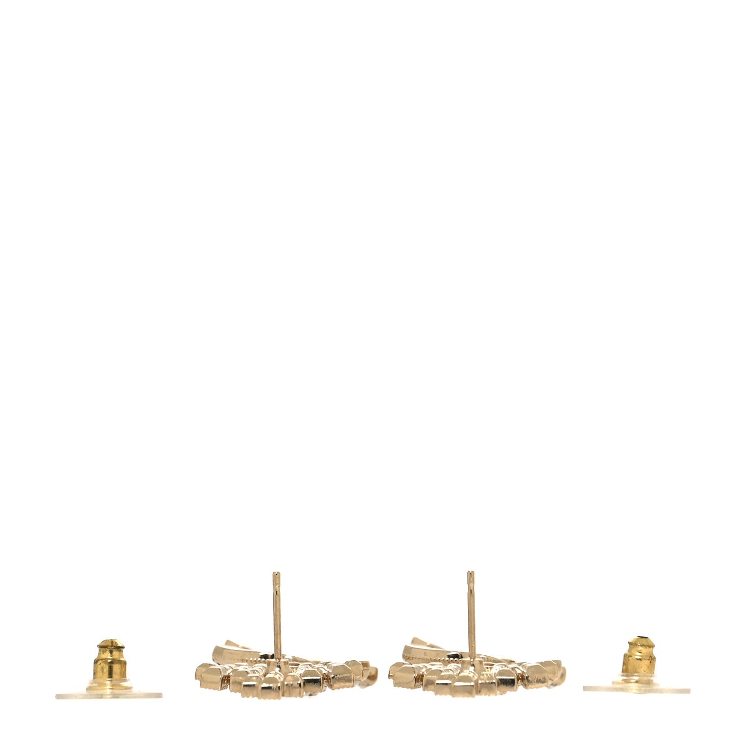Resin Crystal Pearl CC Crown Drop Earrings Gold Black