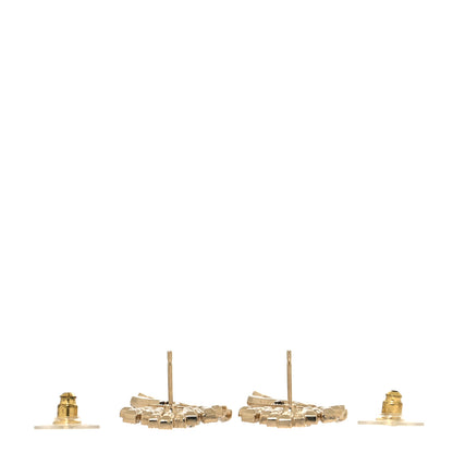 Chanel Resin Crystal Pearl CC Crown Drop Earrings Gold Black 4 of 5