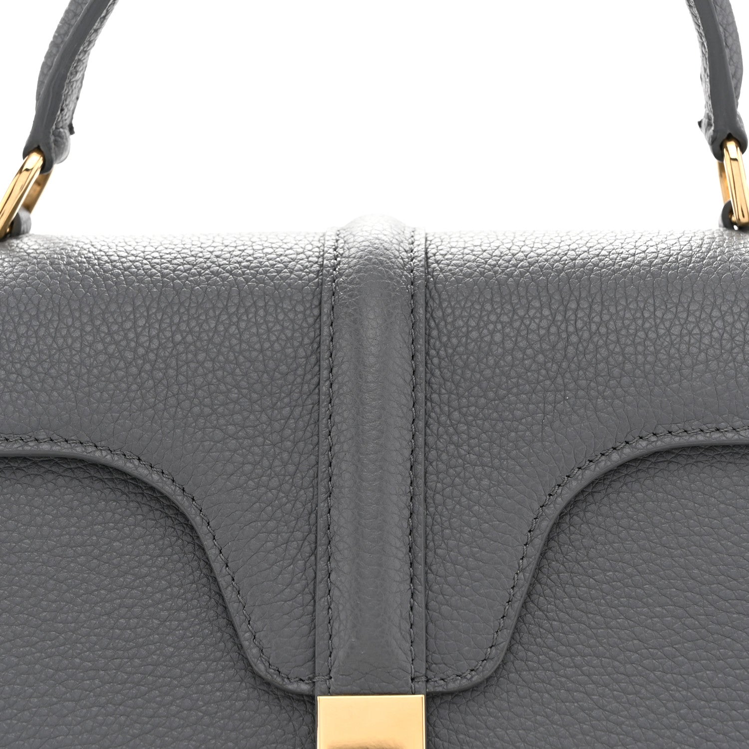 Celine Grained Calfskin Small 16 Top Handle Bag Storm 10 of 13