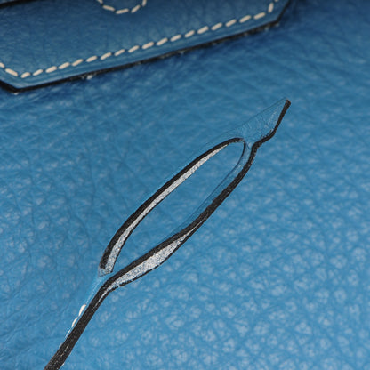 Hermes Taurillon Clemence Birkin 35 Blue Jean 30 of 33