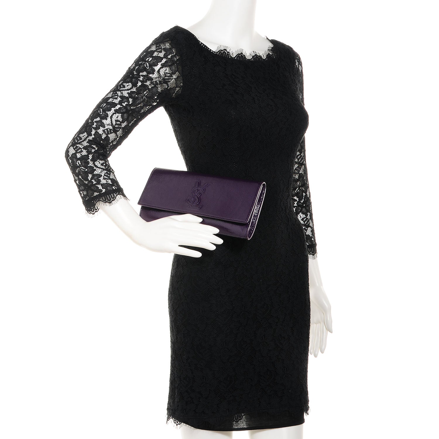Saint Laurent Patent Small Belle De Jour Clutch Purple 2 of 7