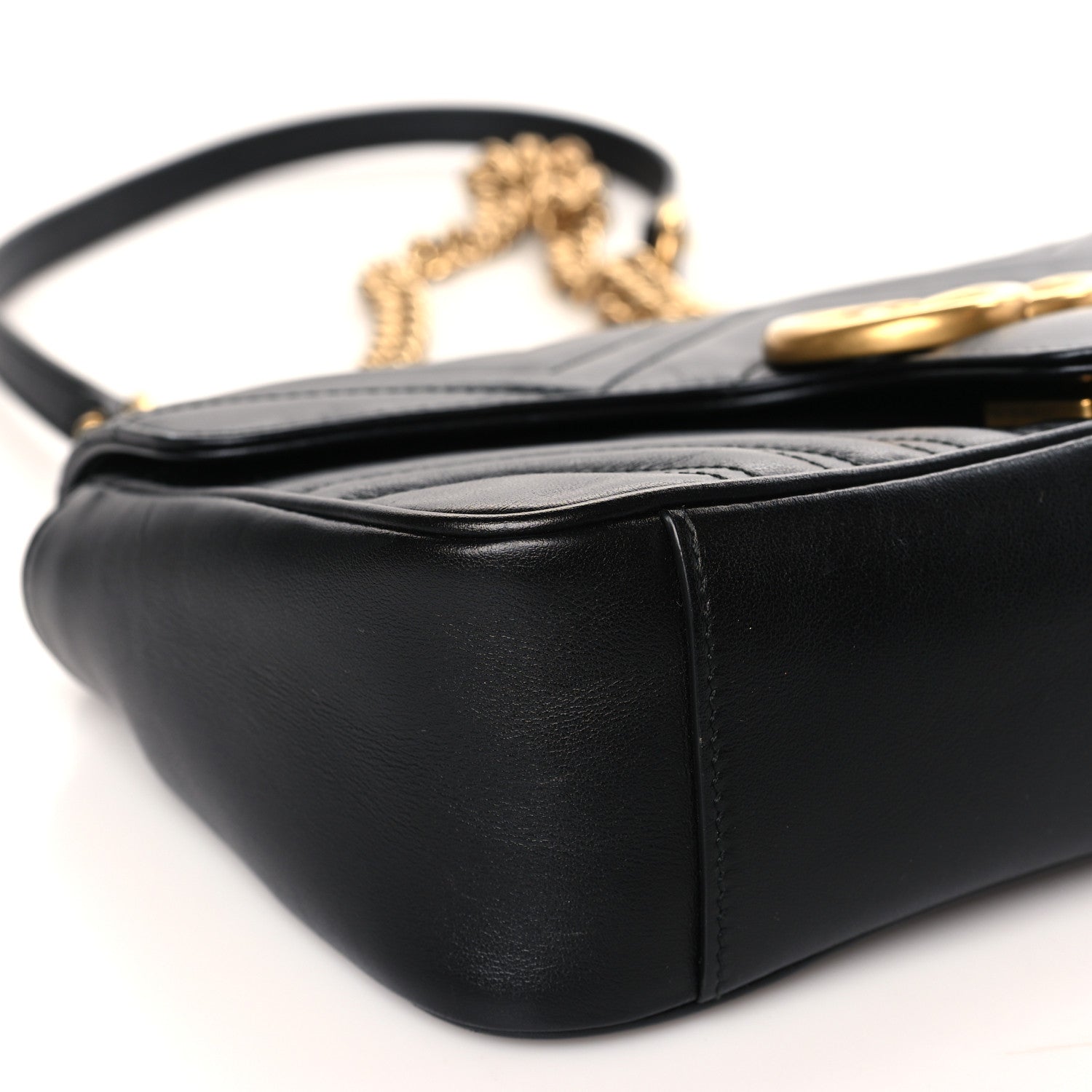 Gucci Calfskin Matelasse Small GG Marmont Shoulder Bag Black 8 of 9