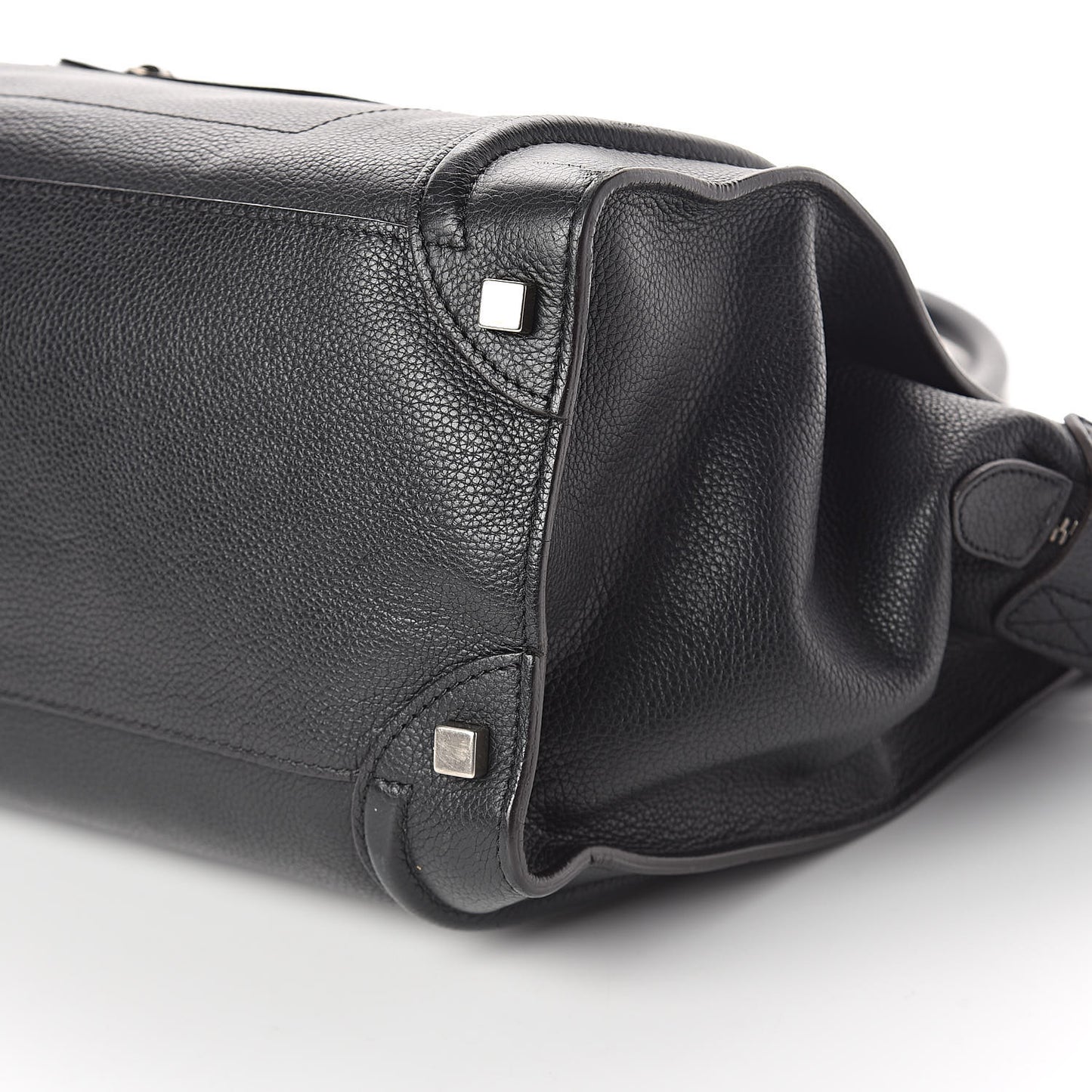 Drummed Calfskin Shoulder Luggage Black