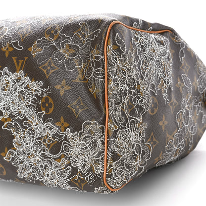 Louis Vuitton Monogram Dentelle Speedy 30 Silver 8 of 8