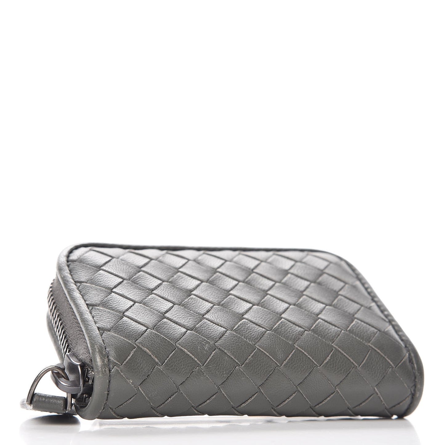 Nappa Intrecciato Zip Around Coin Purse Light Grey