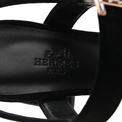 Hermes Velours Bossa Sandals 38 Black 9 of 11