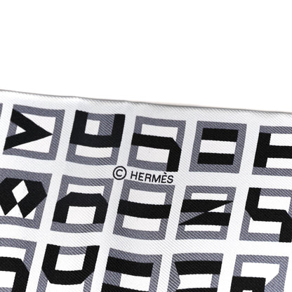 Hermes Silk Lettres Et Pois Maxi Twilly Cut Gris Black Menthol 3 of 4