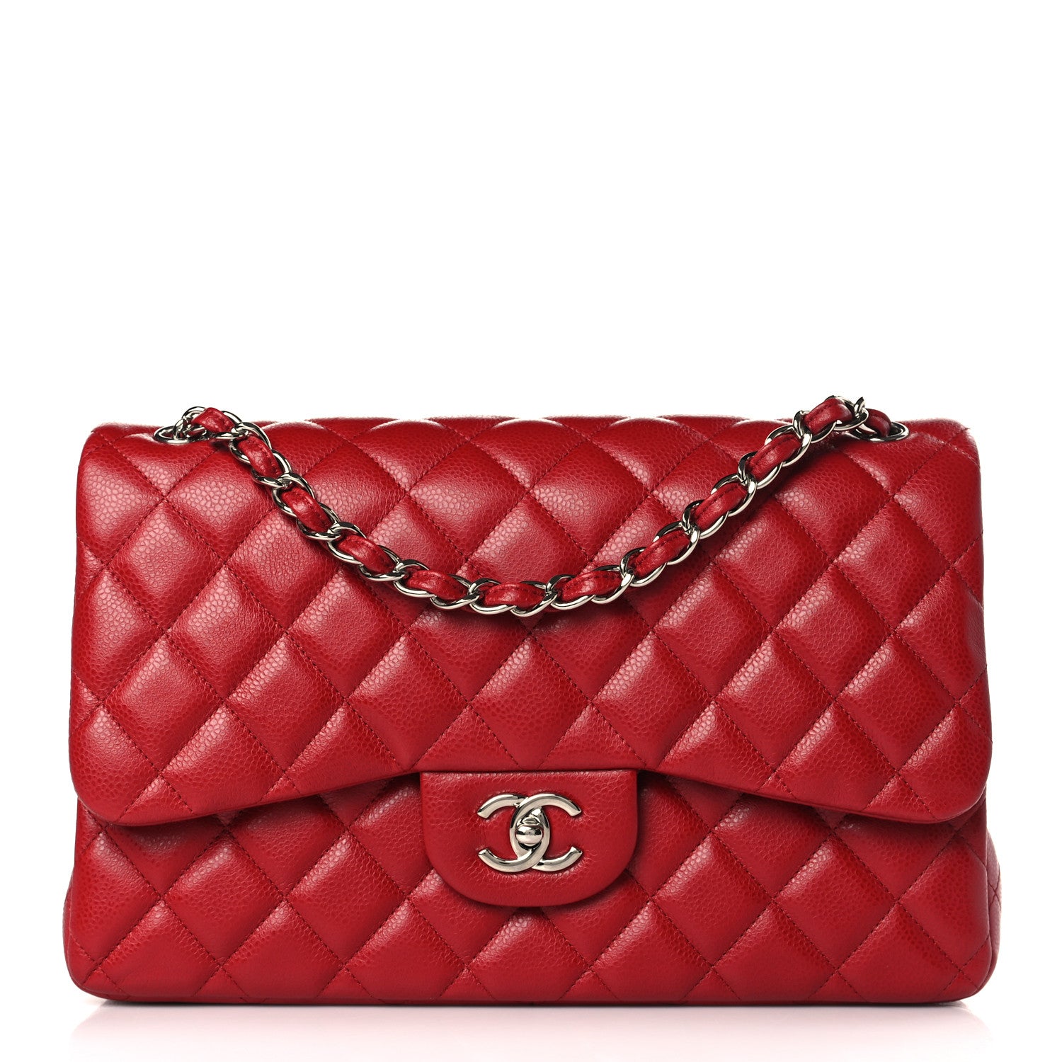 Chanel Caviar Quilted Jumbo Double Flap Dark Red 1 of 9