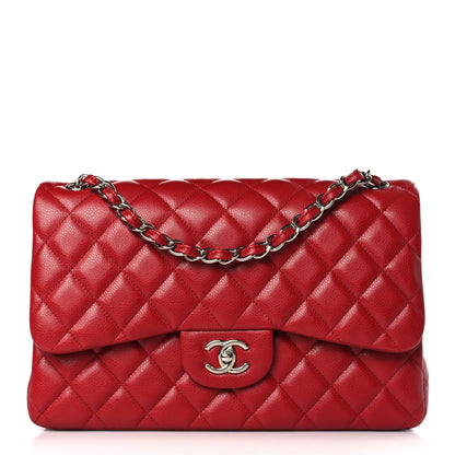 Chanel Caviar Quilted Jumbo Double Flap Dark Red 1 of 9