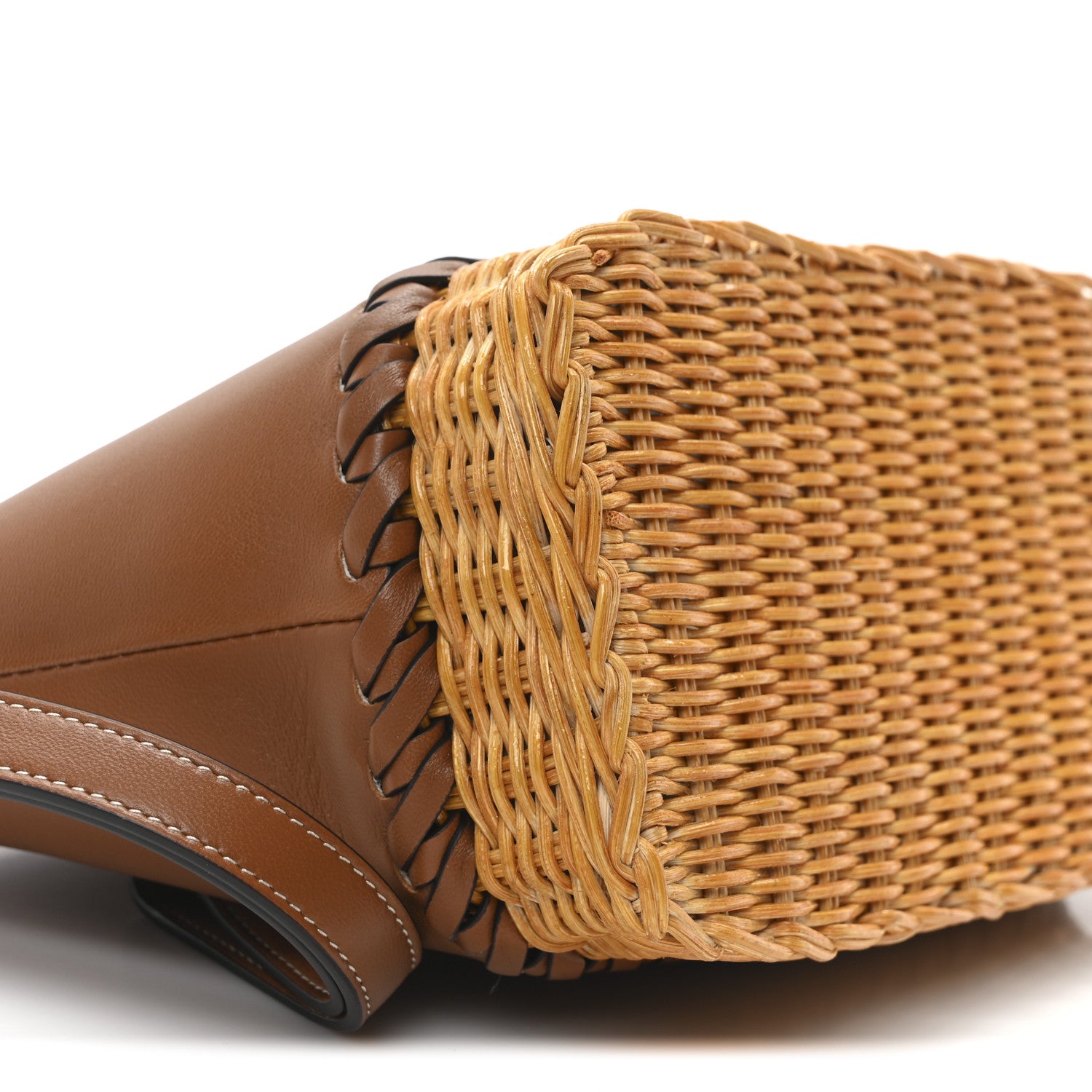 Celine Calfskin Wicker Triomphe Wristlet Pouch Tan Natural 8 of 9