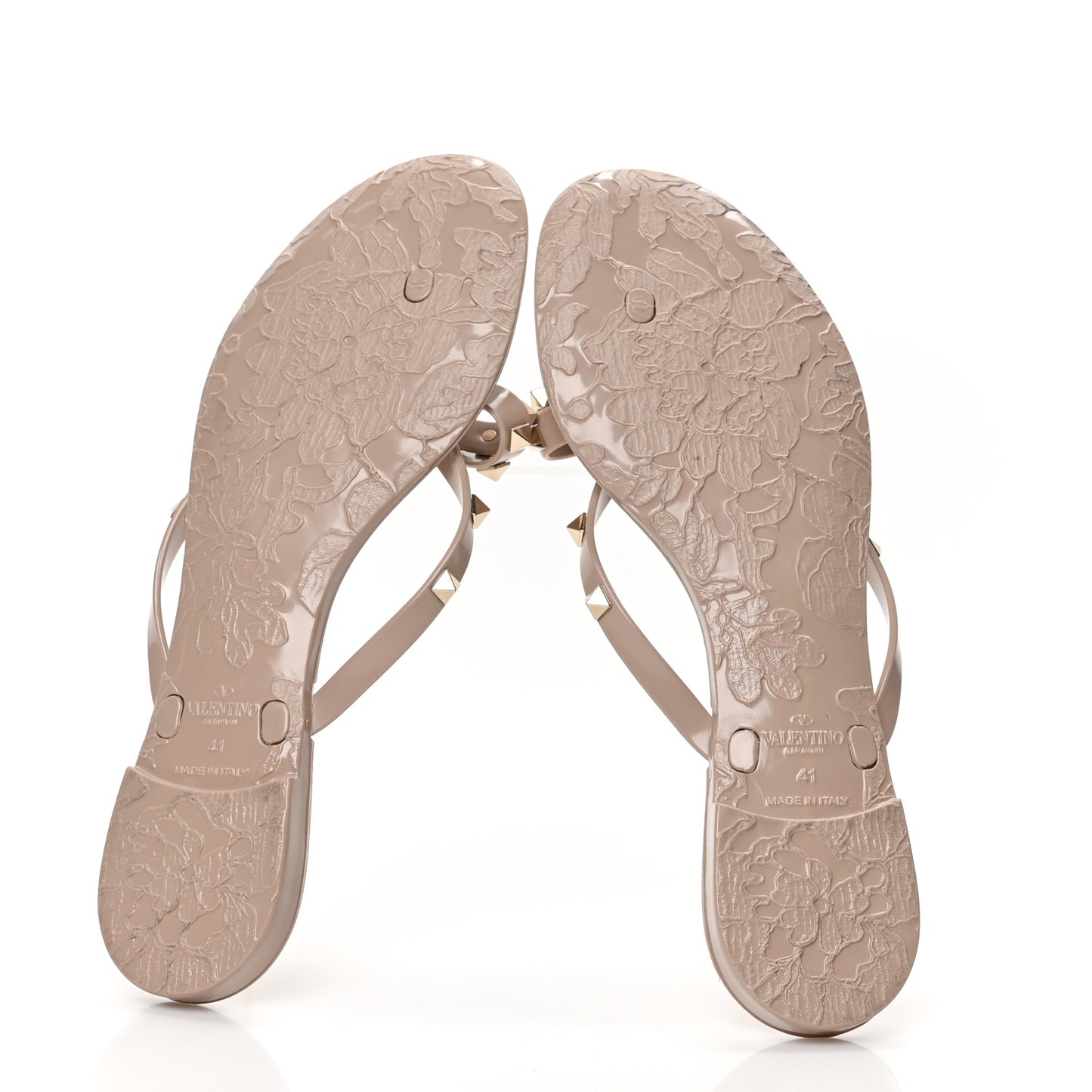 PVC Jelly Rockstud Bow Thong Sandals 41 Poudre