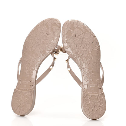 Valentino Garavani PVC Jelly Rockstud Bow Thong Sandals 41 Poudre 5 of 7