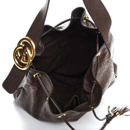 Gucci Guccissima Medium Interlocking Icon Shoulder Bag Dark Brown 5 of 10