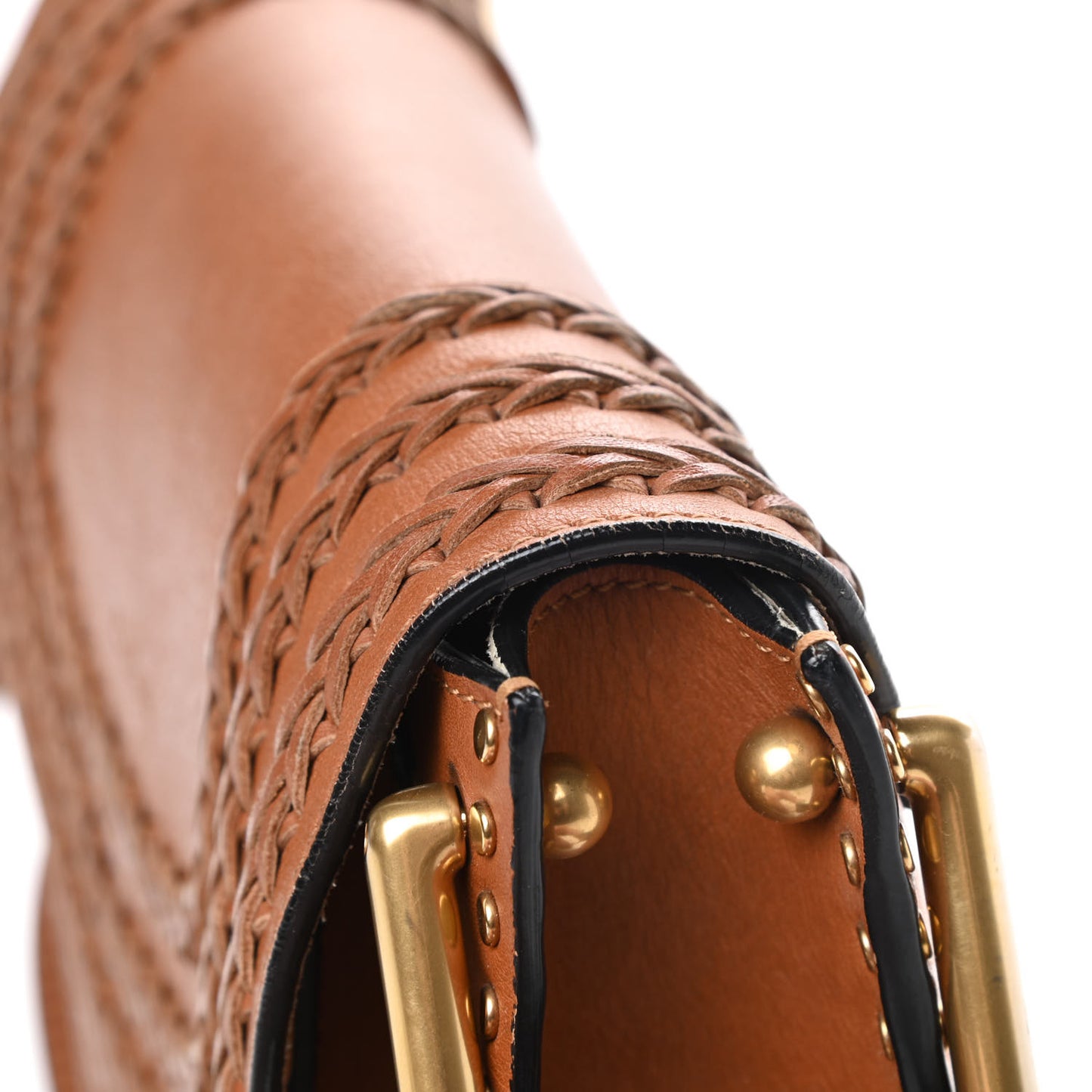Calfskin Braided Small Hudson Shoulder Bag Caramel