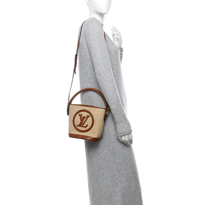 Louis Vuitton Kitted Raffia Petit Bucket Caramel 2 of 9