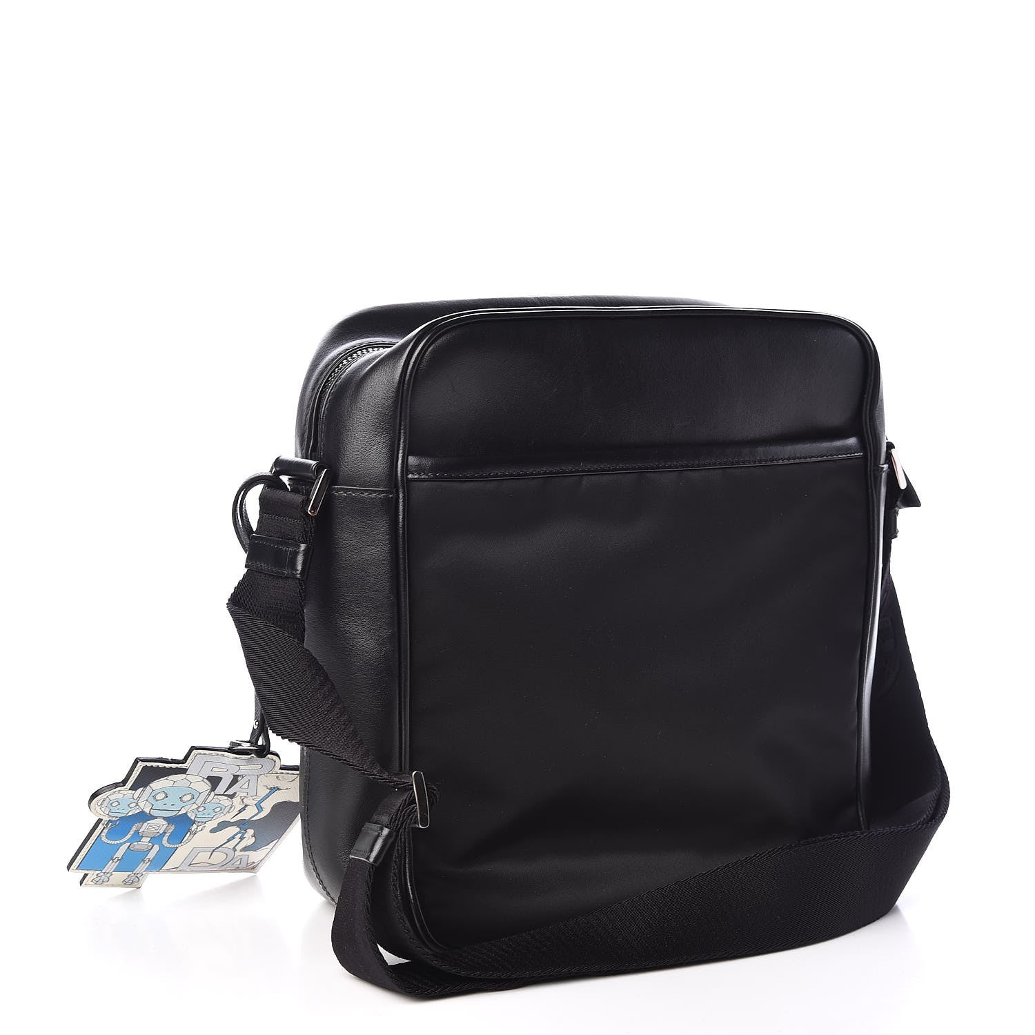 Prada X JAMES JEAN Calfskin Nylon Robot Monkey Flat Messenger Black 3 of 9