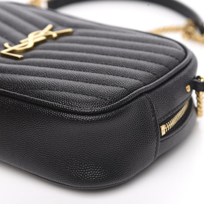 Saint Laurent Grain De Poudre Matelasse Monogram Mini Lou Camera Bag Black 9 of 10