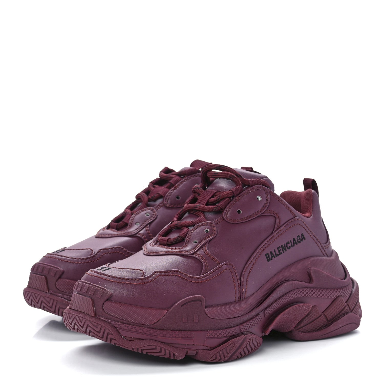 Balenciaga Fabric Womens Triple S Sneakers 37 Burgundy 3 of 8