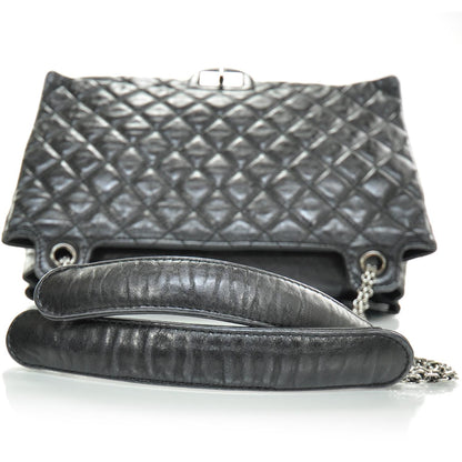 Chanel Leather Quilted XL Accordion Reissue Flap Metallic Black 6 of 12