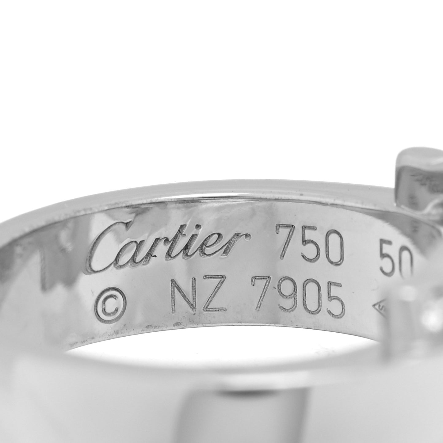 18K White Gold Diamond C De Cartier Ring  50 5.25