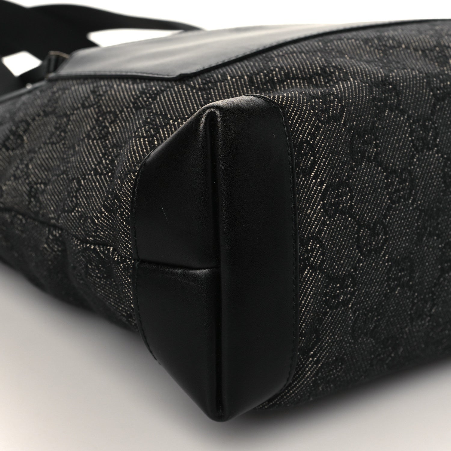 Gucci Denim Monogram Tote Bag Black 8 of 9