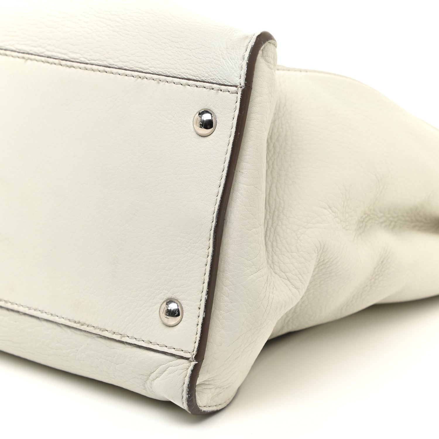 Fendi Calfskin Fur Monster Eyes Large Peekaboo Iconic Satchel White 10 of 27