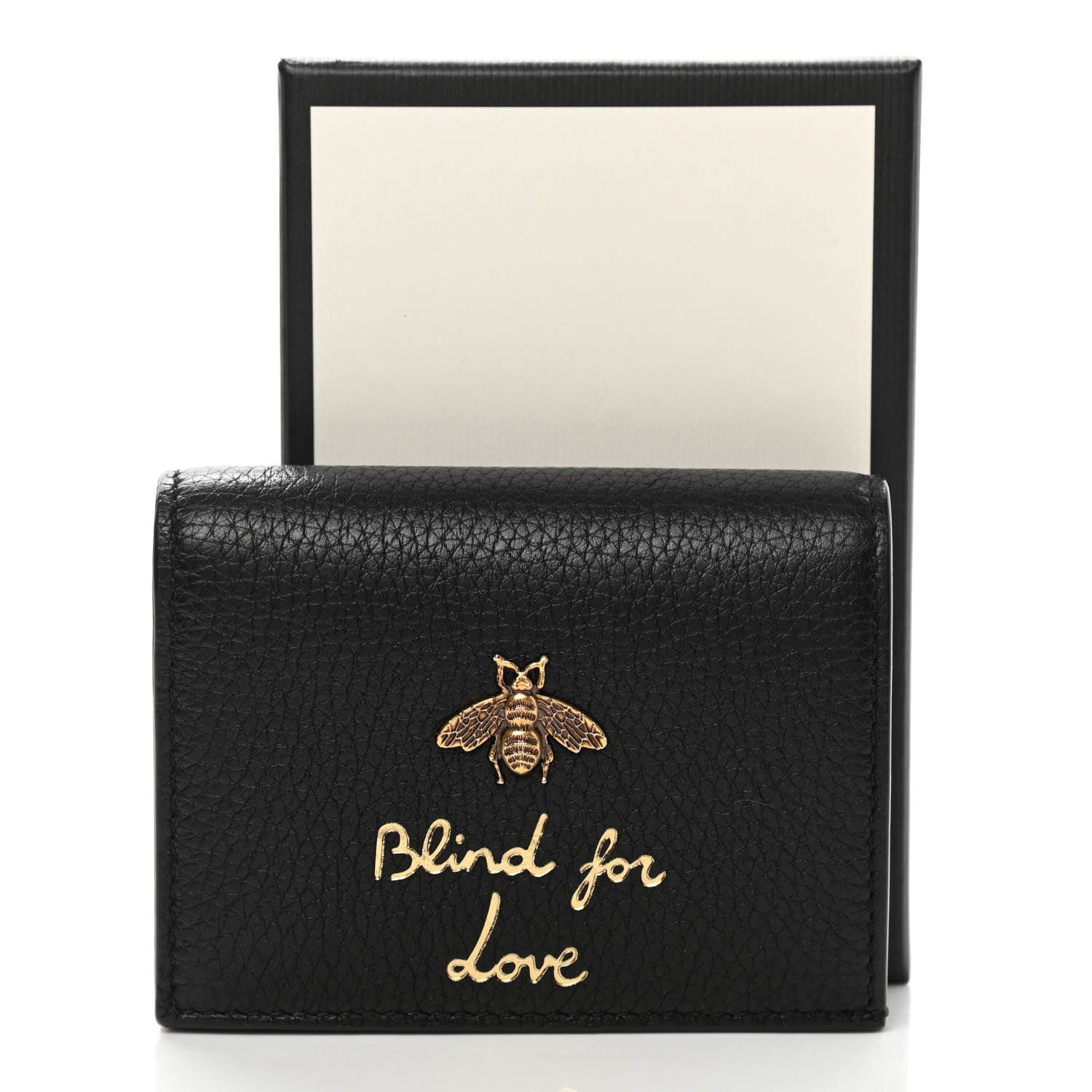 Gucci Pebbled Calfskin Animalier Card Case Black 9 of 9