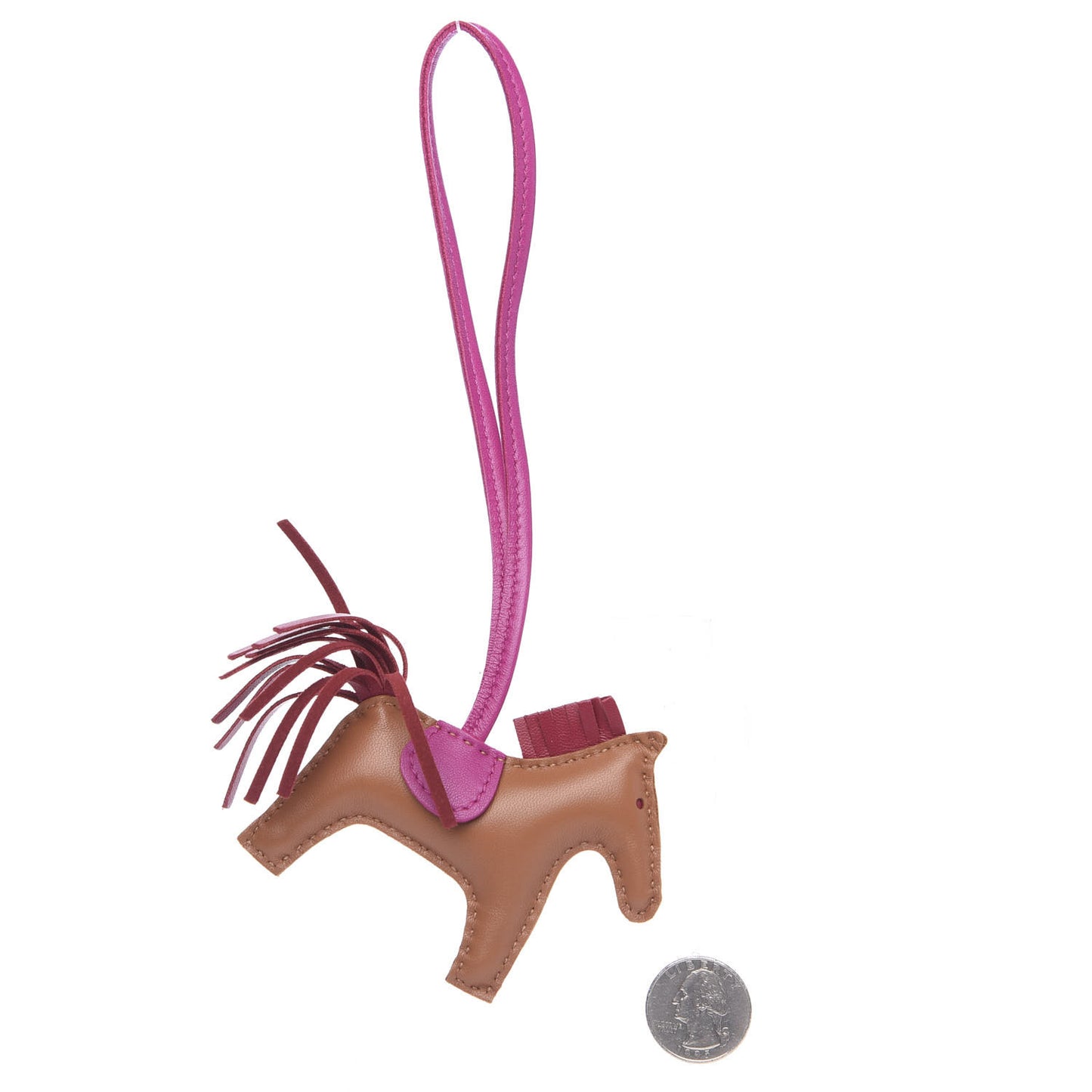 Milo Lambskin Grigri Rodeo Horse Bag Charm PM Gold Rubis Rose Poupre
