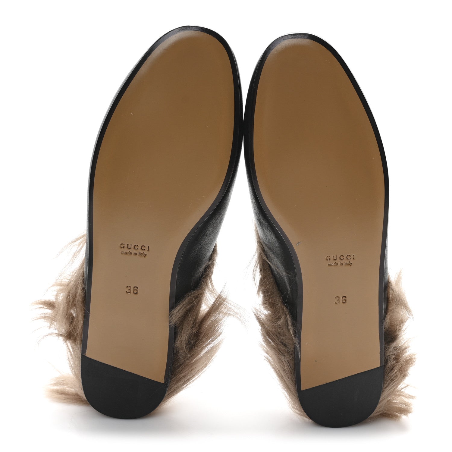 Gucci Calfskin Fur Womens Princetown Slippers 36 Black 6 of 9