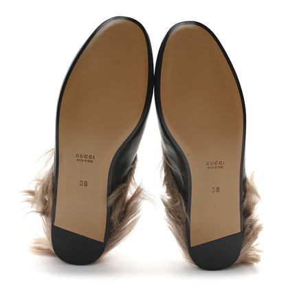 Gucci Calfskin Fur Womens Princetown Slippers 36 Black 6 of 9
