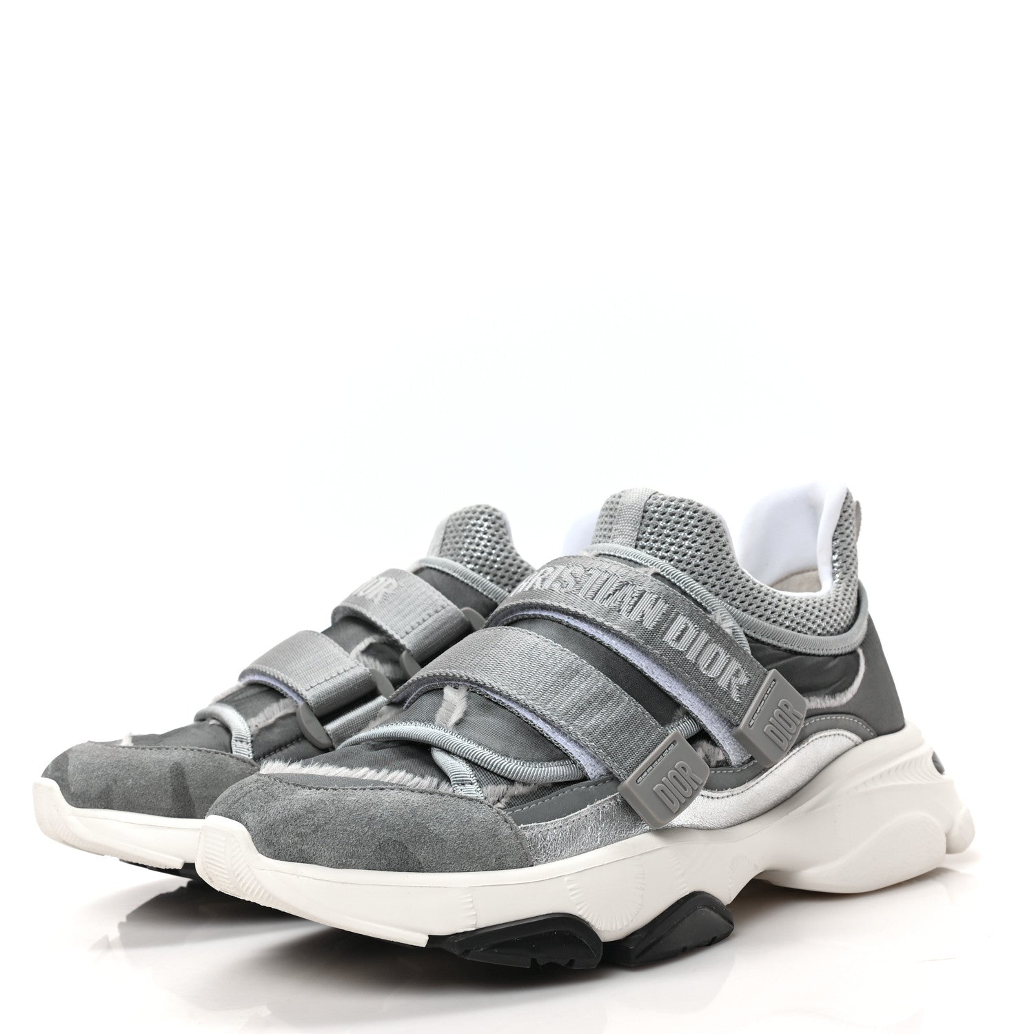 Christian Dior Technical Fabric Nylon Camouflage Womens D-Wander Sneakers 38 Silver 3 of 6