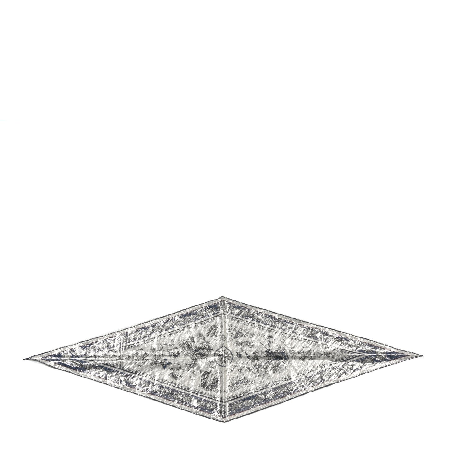 Metallic Silk Tatouages Marins Bandana Losange Scarf Bleu Jean White Black