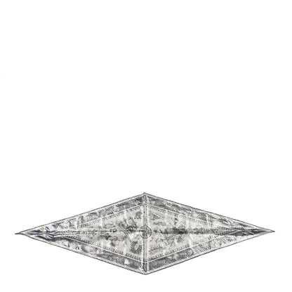 Hermes Metallic Silk Tatouages Marins Bandana Losange Scarf Bleu Jean White Black 1 of 3