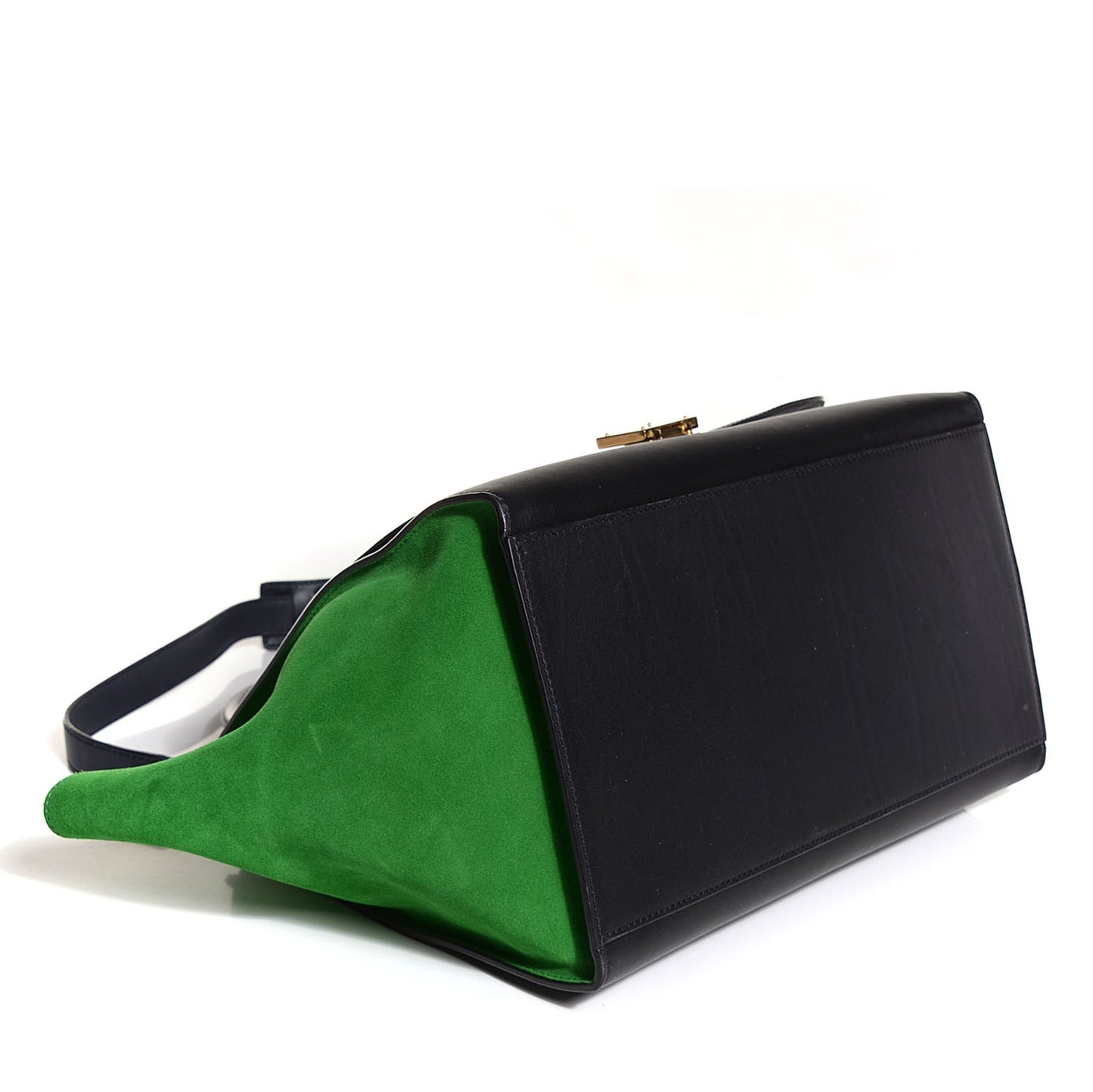 Smooth Calfskin Suede Medium Tri-Color Trapeze Green Grass
