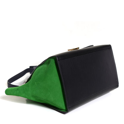 Celine Smooth Calfskin Suede Medium Tri-Color Trapeze Green Grass 4 of 8