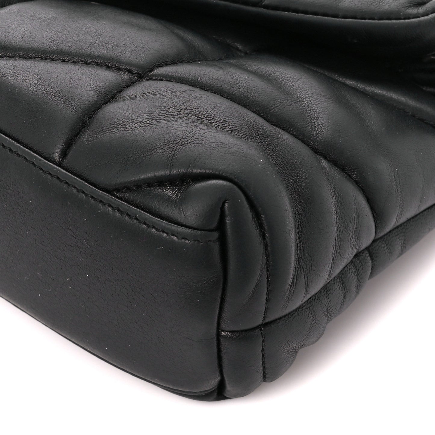 Lambskin Quilted Toy Loulou Puffer Monogram Chain Satchel Black