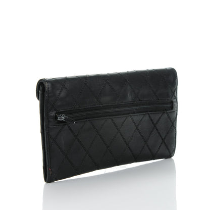 Chanel Lambskin Diamond Stitched Long Flap Wallet Black 3 of 8